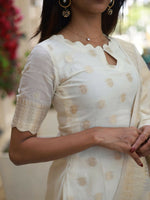 Thumbnail for The52 White Women's Beautiful Viscose Jacquard Fabric Printed Work Straight Kurta Pant and Dupatta Set - Distacart