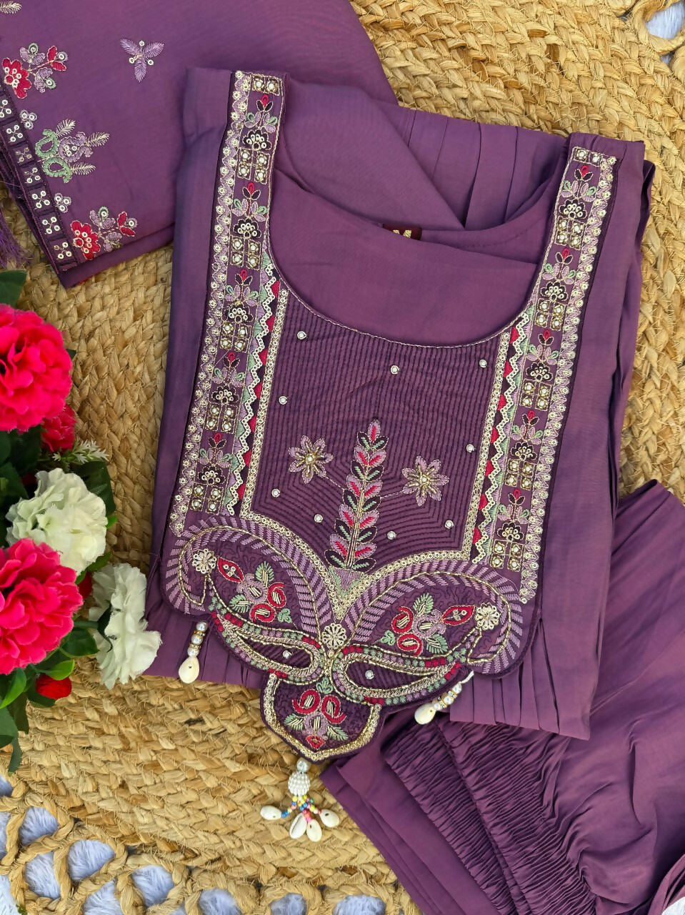 Lehenga Mart Designer Anarkali Suit With Kurta, Pant, Dupatta For Women-Purple - Distacart