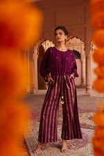 Thumbnail for Ahalyaa Purple & Golden Printed Basic Jumpsuit - Distacart