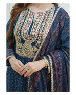 Thumbnail for Alvano Alvano Blue A-Line Suit Set for Women's and Girls Rayon - Distacart