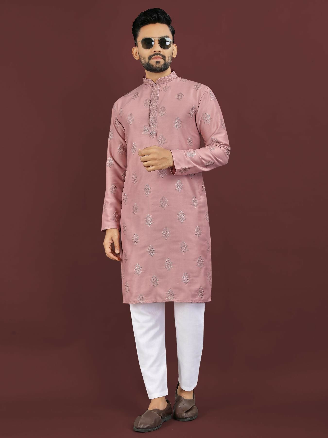 Anaita Pink Embroidered Silk Straight Kurta - Distacart