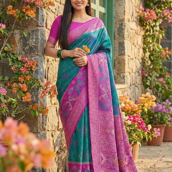 Shree Shyam Fashion Sky Blue Pochampally Silk Saree - Distacart