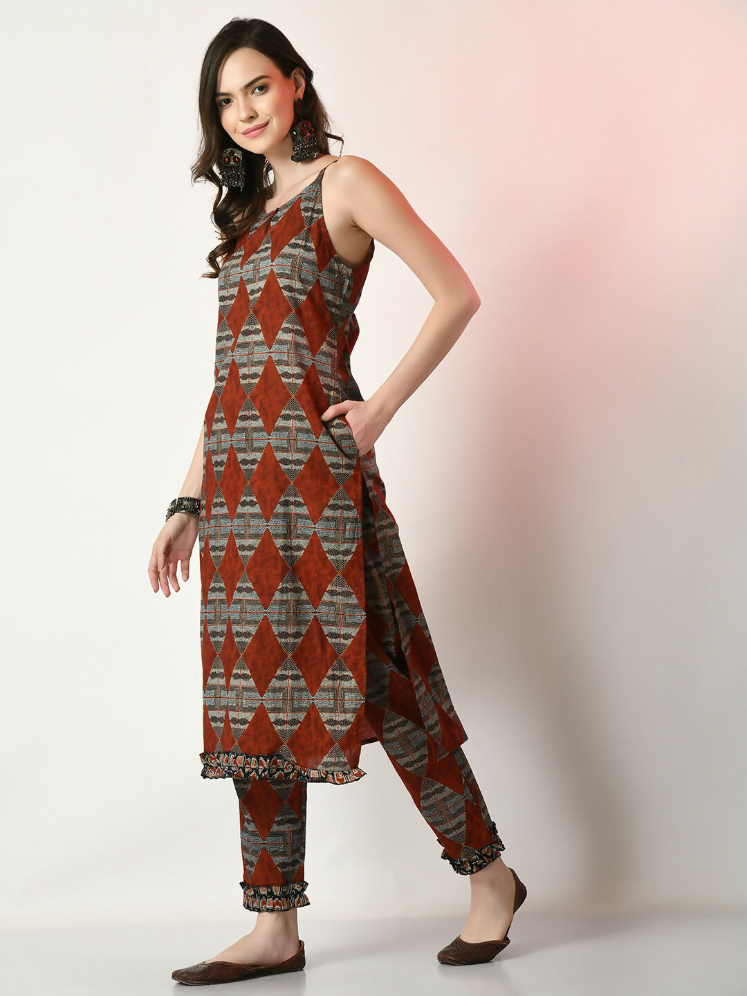 Myshka Women's Multi Printed Kurta With Trousers - Distacart