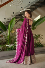 Thumbnail for Teeya Creation Rani Color Heavy Crush Silk Wedding Wear Embroidery Work Long Gown