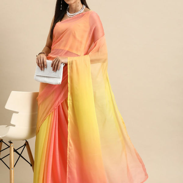 Ahalyaa Women's Traditional Semi Stitch Saree - Yellow - Distacart