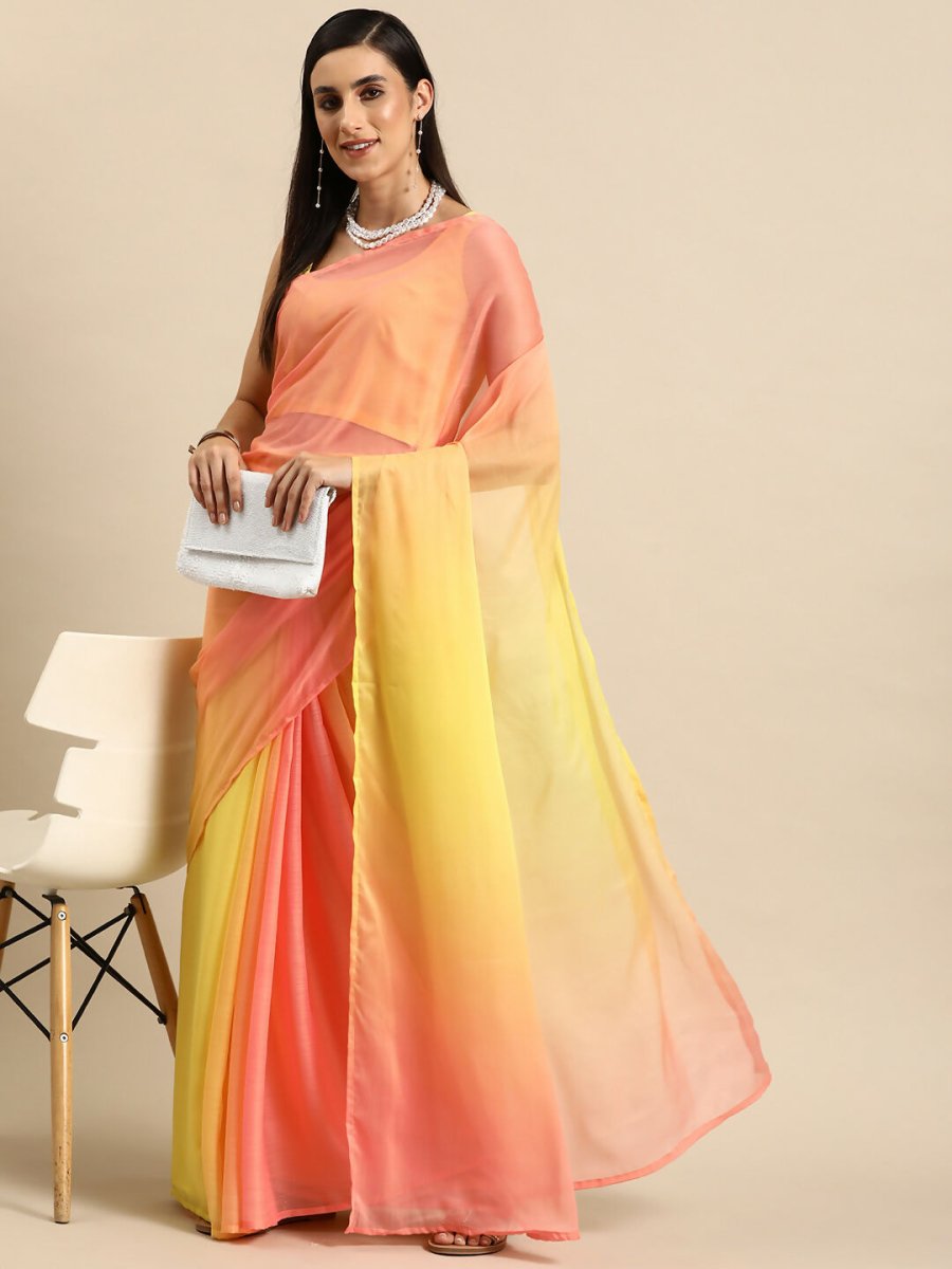 Ahalyaa Women's Traditional Semi Stitch Saree - Yellow - Distacart