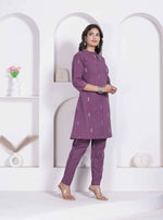 Thumbnail for Miravan Womens Abstract Printed Wine Kurta Set - Dista