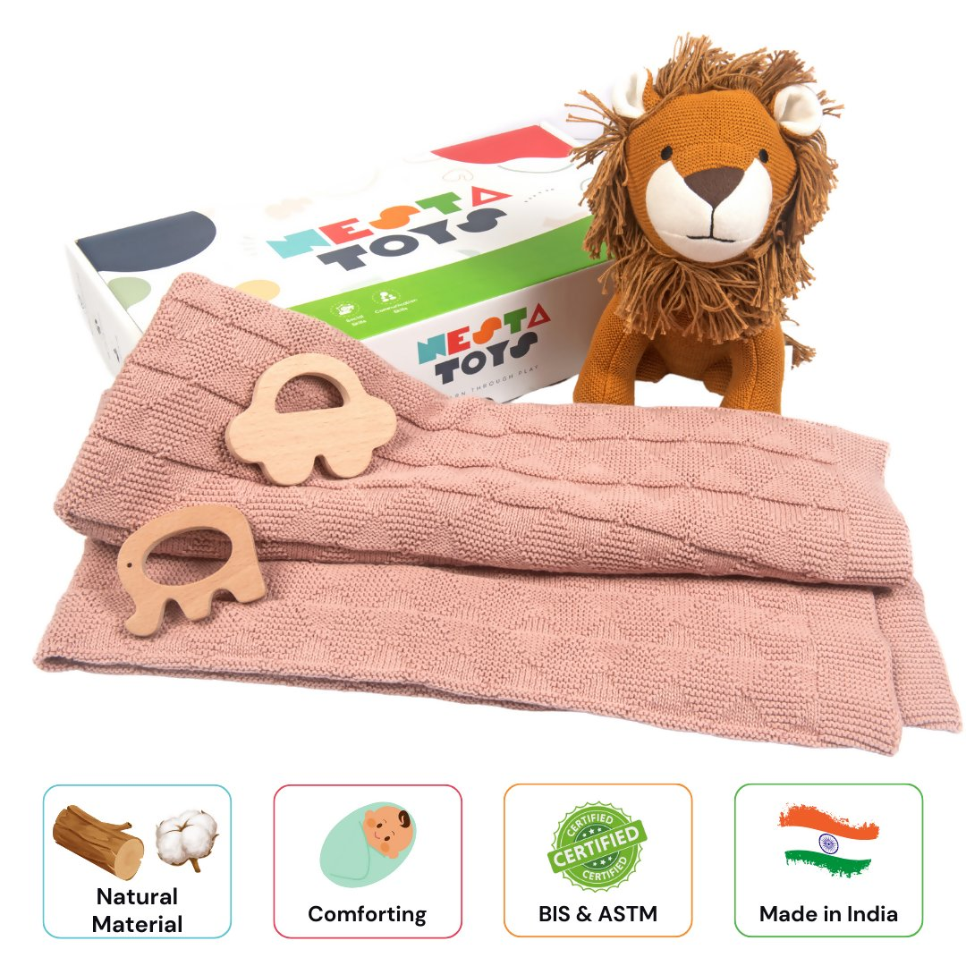 New Born Gift - Blanket, Lion, Elephant Teether and Car Teether 2