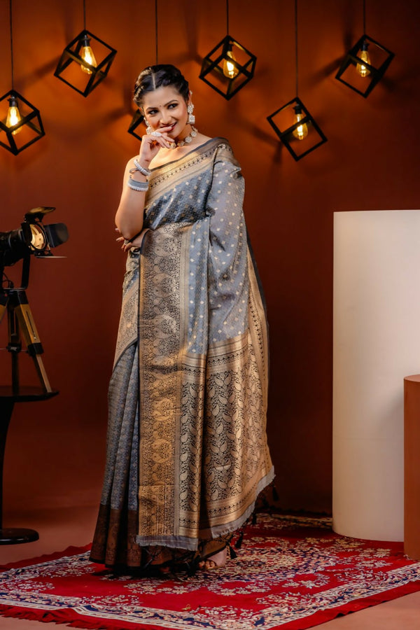 Preksha Creation Banarasi Soft Silk Women Sky Blue Saree - Distacart