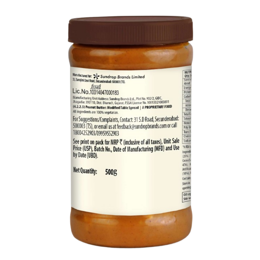 Sundrop High Protein Crunchy Peanut Butter With Dark Chocolate - Distacart