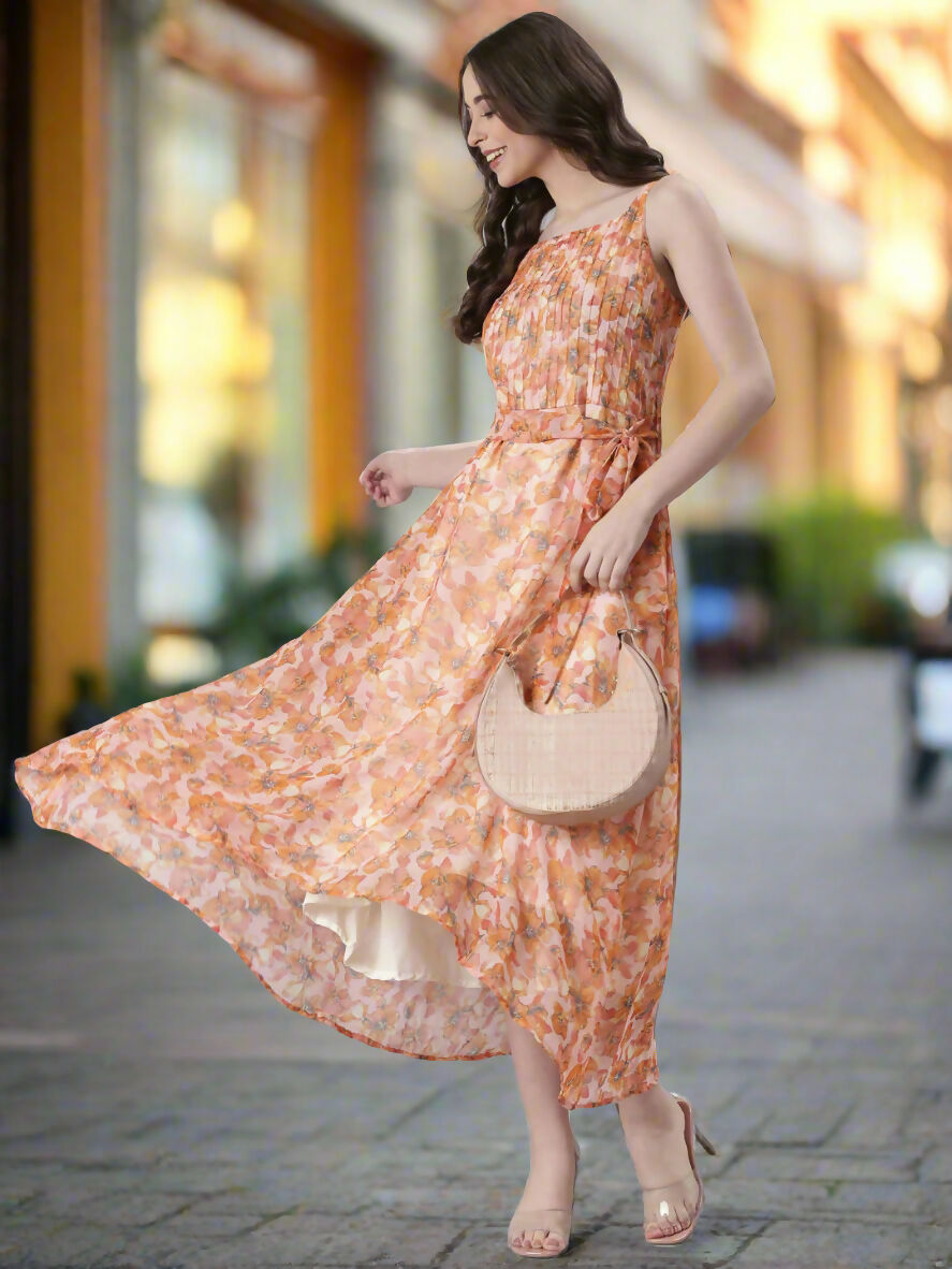 Souchii Floral Print Tiered Dress – Flowy Fit & Flare