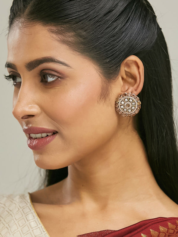 Nuyug 22k Gold Plated Round Stud Earrings