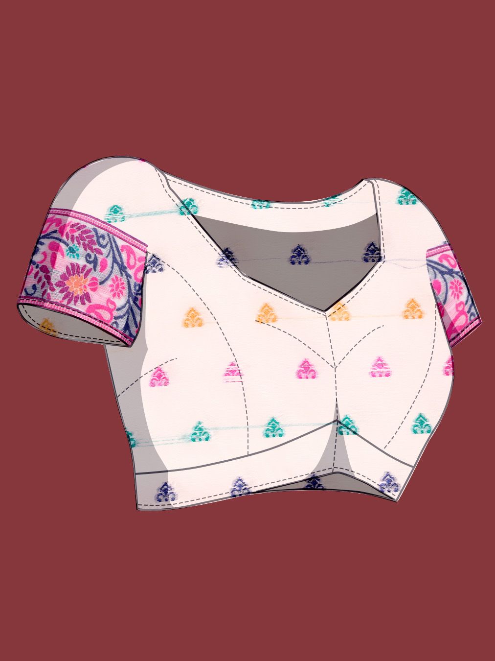 Vedant Vastram Dhakai Jamdani Cotton Saree - Pink - Distacart