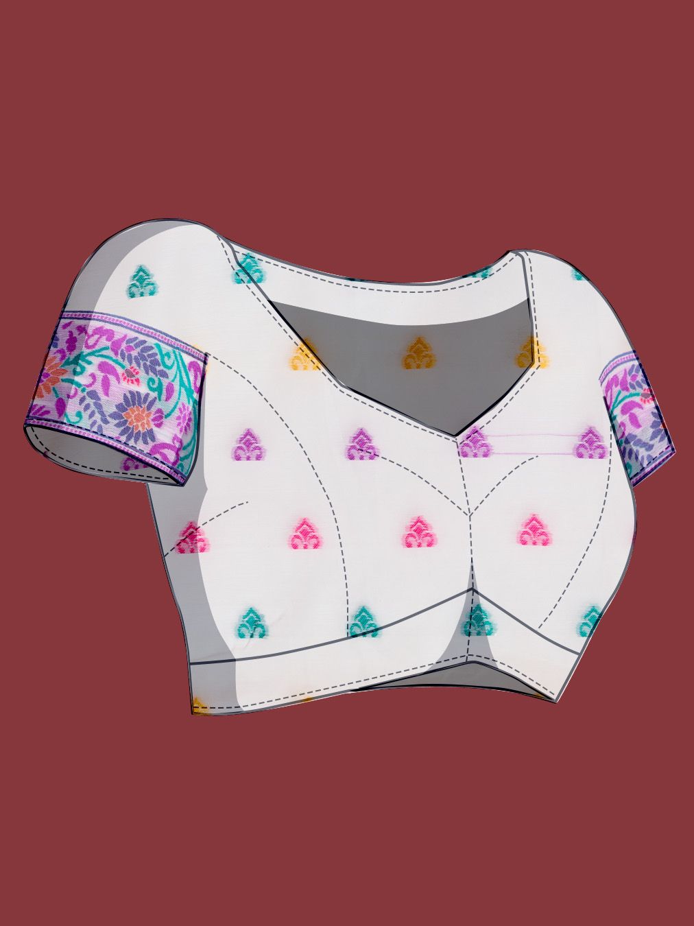 Vedant Vastram Dhakai Jamdani Cotton Saree - Purple - Distacart