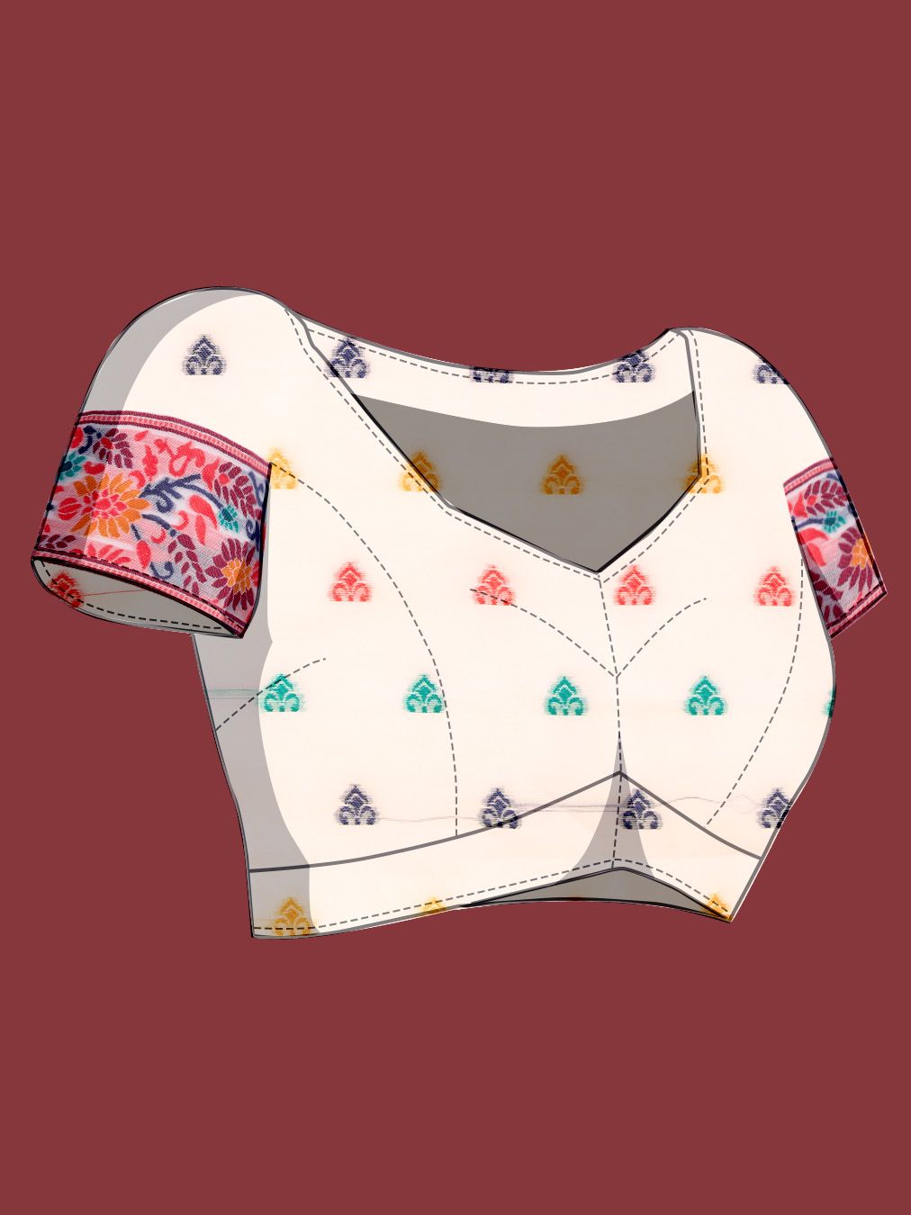 Vedant Vastram Dhakai Jamdani Cotton Saree - Red - Distacart