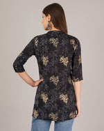 Thumbnail for Jaitra Apparels Women Printed Rayon Straight Kurta (Black)