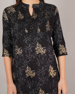 Thumbnail for Jaitra Apparels Women Printed Rayon Straight Kurta (Black)