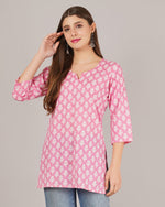 Thumbnail for Jaitra Apparels Women Printed Pure Cotton Straight Kurta (Pink)