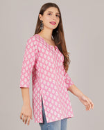 Thumbnail for Jaitra Apparels Women Printed Pure Cotton Straight Kurta (Pink)