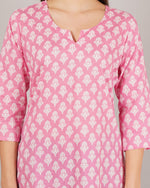 Thumbnail for Jaitra Apparels Women Printed Pure Cotton Straight Kurta (Pink)
