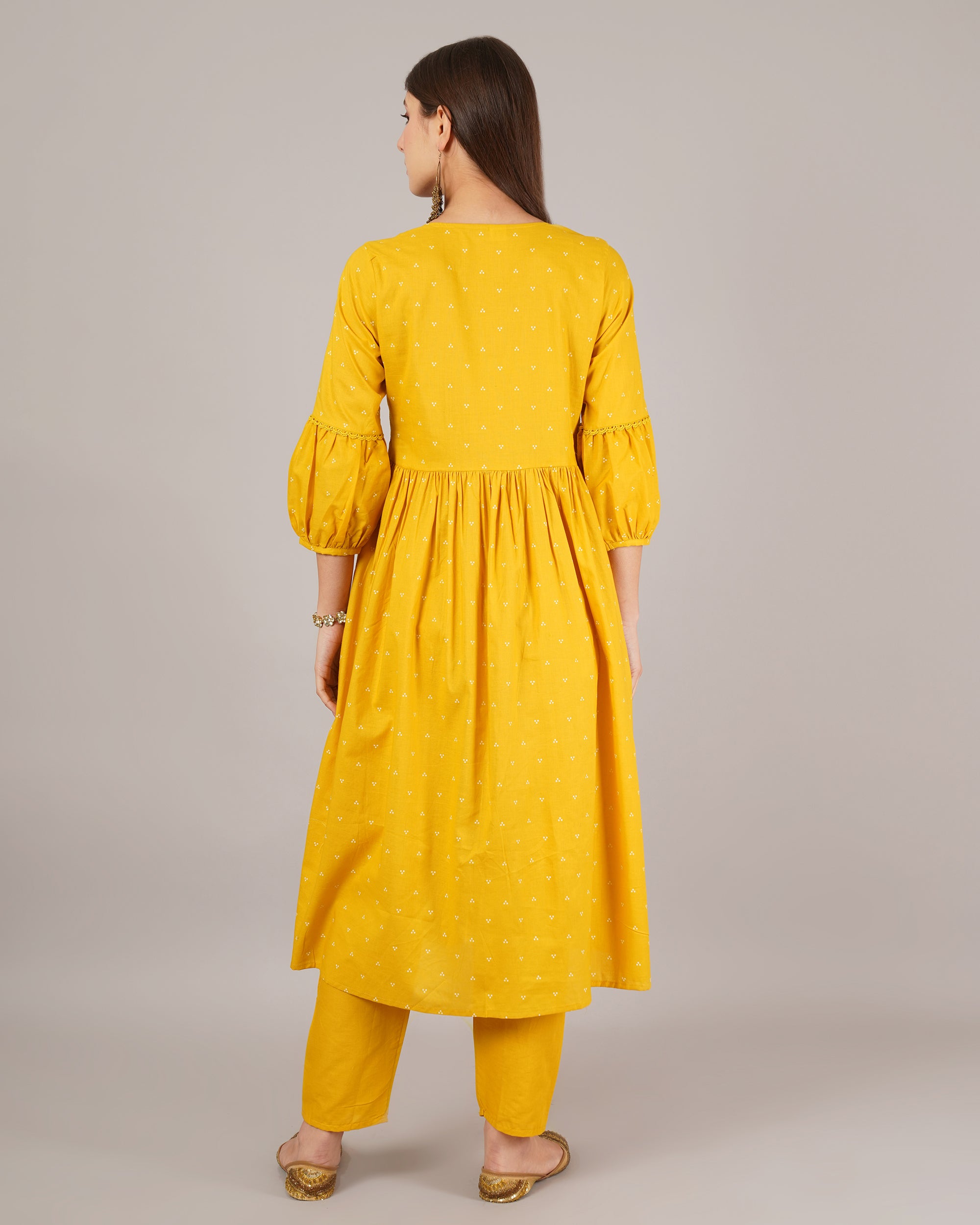 Jaitra Apparels Mustard Yellow Embroidered Pure Cotton Fabric Kurta Set With Dupatta