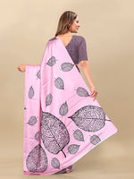 Thumbnail for Vedant Vastram Digital Print Japan Satin Silk Party Wear Saree with Unstitched Blouse Piece - Pink - Distacart