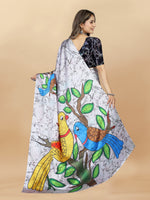 Thumbnail for Vedant Vastram Digital Print Japan Satin Silk Party Wear Saree with Unstitched Blouse Piece - Off White - Distacart