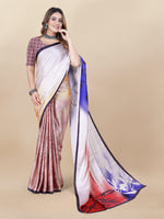 Thumbnail for Vedant Vastram Digital Print Japan Satin Silk Party Wear Saree with Unstitched Blouse Piece - Purple - Distacart