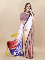 Thumbnail for Vedant Vastram Digital Print Japan Satin Silk Party Wear Saree with Unstitched Blouse Piece - Purple - Distacart