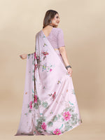 Thumbnail for Vedant Vastram Digital Print Japan Satin Silk Party Wear Saree with Unstitched Blouse Piece - Pink - Distacart