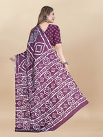 Thumbnail for Vedant Vastram Digital Print Japan Satin Silk Party Wear Saree with Unstitched Blouse Piece - Purple - Distacart