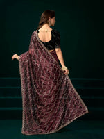 Thumbnail for Joban Fashion Maroon Net Party Wear Sarees - Distacart