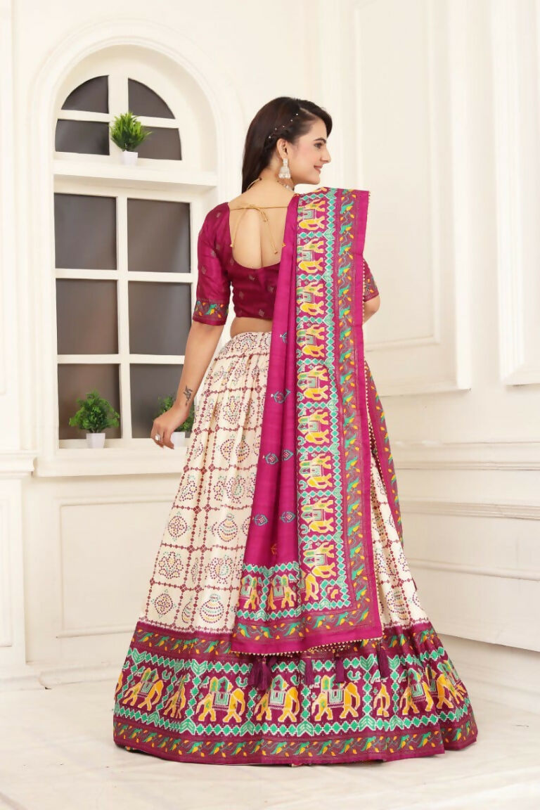 Preksha Creation Indian Festive Tussar Silk Women Lehenga Choli And Masterpiece Of Craftmanship And Style. - Pink - Distacart