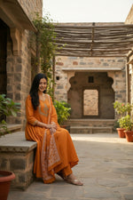 Thumbnail for The52 Women's Beautiful Cotton Fabric Embroidery Work Flared Anarkali Pant and Dupatta Set - Distacart
