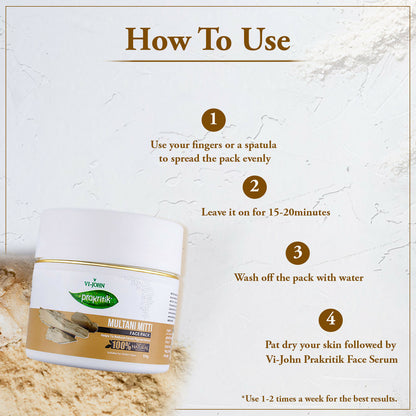 VI-JOHN Prakritik Multani Mitti Face Pack Controls Sebum Made With 100% Natural Bio Actives - Distacart