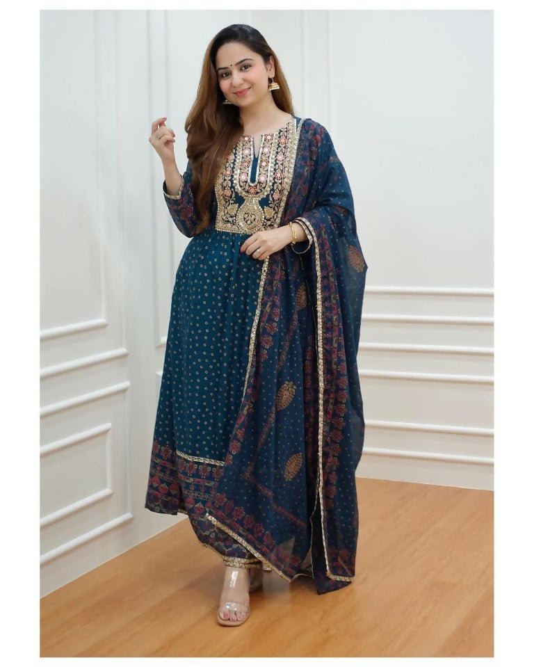 Alvano Alvano Blue A-Line Suit Set for Women's and Girls Rayon - Distacart