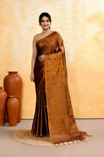Thumbnail for Piyari Fashion Women's Copper Dual Tone Organic Tissue Saree With Blouse Piece - Distacart
