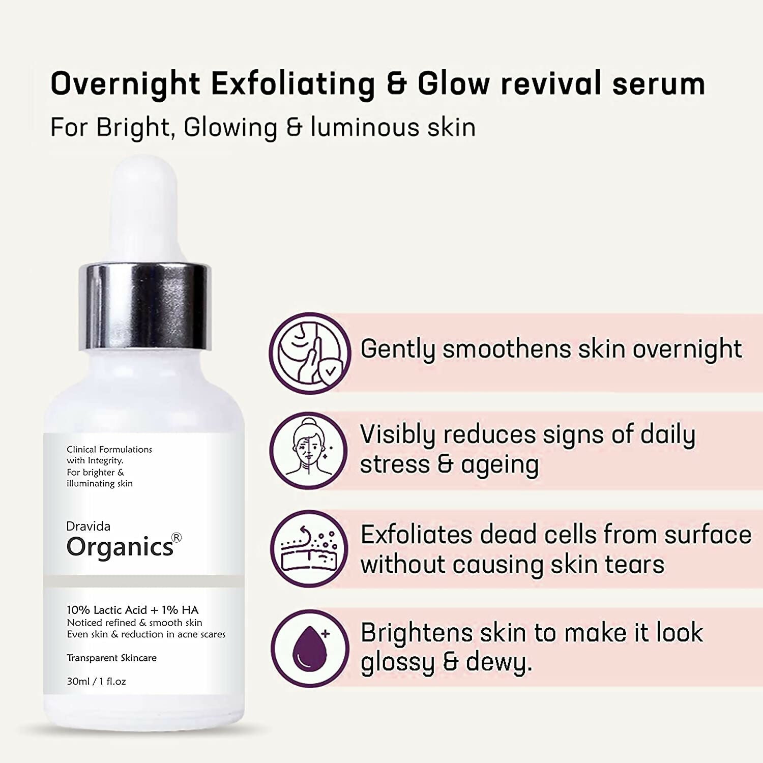 Dravida Organics 10% Lactic Acid Serum - Dista