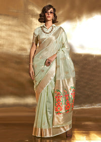 Thumbnail for Green Handwoven Tissue Fabric Festive & Party Style Saree - Emponline - Distacart
