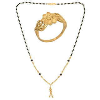 AanyaCentric Gold-plated Mangalsutra & Ring Set - Distacart