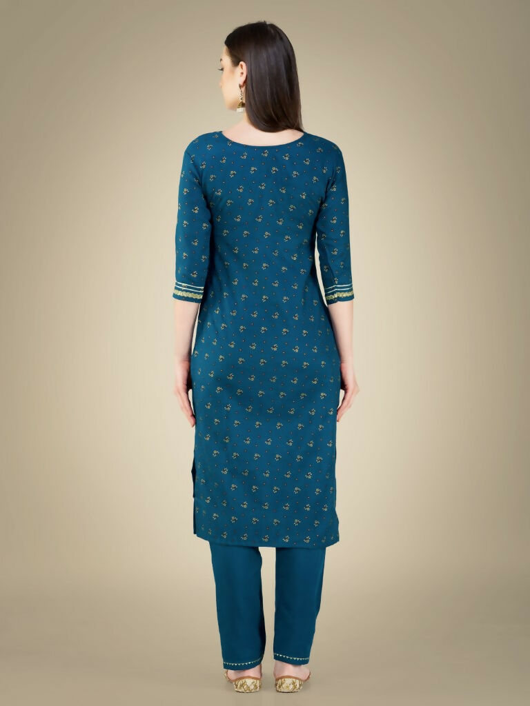 Jyoti Fashion Women's Morpich Cotton Magic Slub Embroidery & Sequence work Kurta with Trouser & Dupatta - Distacart