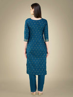 Thumbnail for Jyoti Fashion Women's Morpich Cotton Magic Slub Embroidery & Sequence work Kurta with Trouser & Dupatta - Distacart