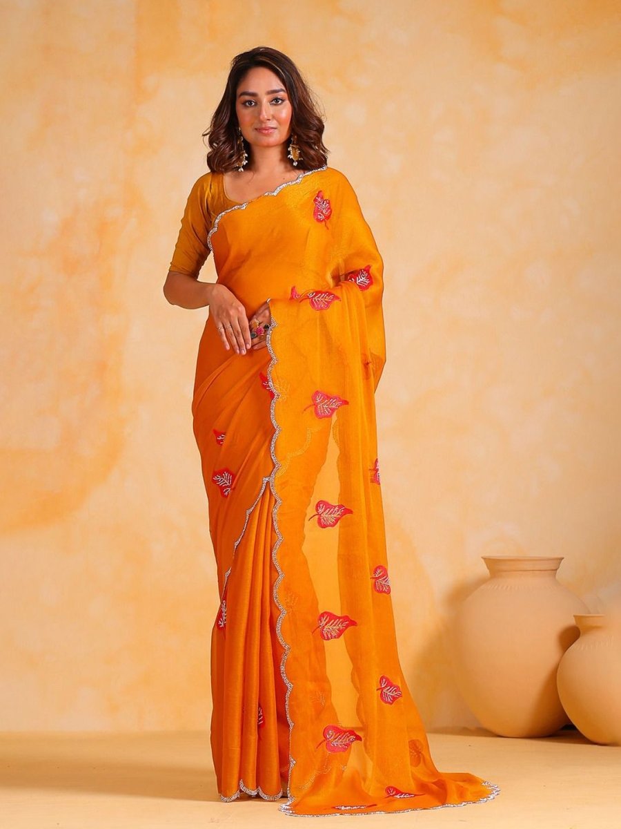 Anouk Embellished Embroidered Pure Chiffon Saree - Distacart