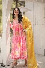 Thumbnail for Aastha Fashion Women's Pink Russian silk Digital Printed Gown with Dupatta - Distacart