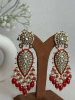 Thumbnail for Red Kundan Drop Earrings By House of Ree - Distacart