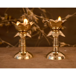 Thumbnail for CraftVatika Brass Lotus Shape Pillar Diya Oil Lamp Stand Showpiece