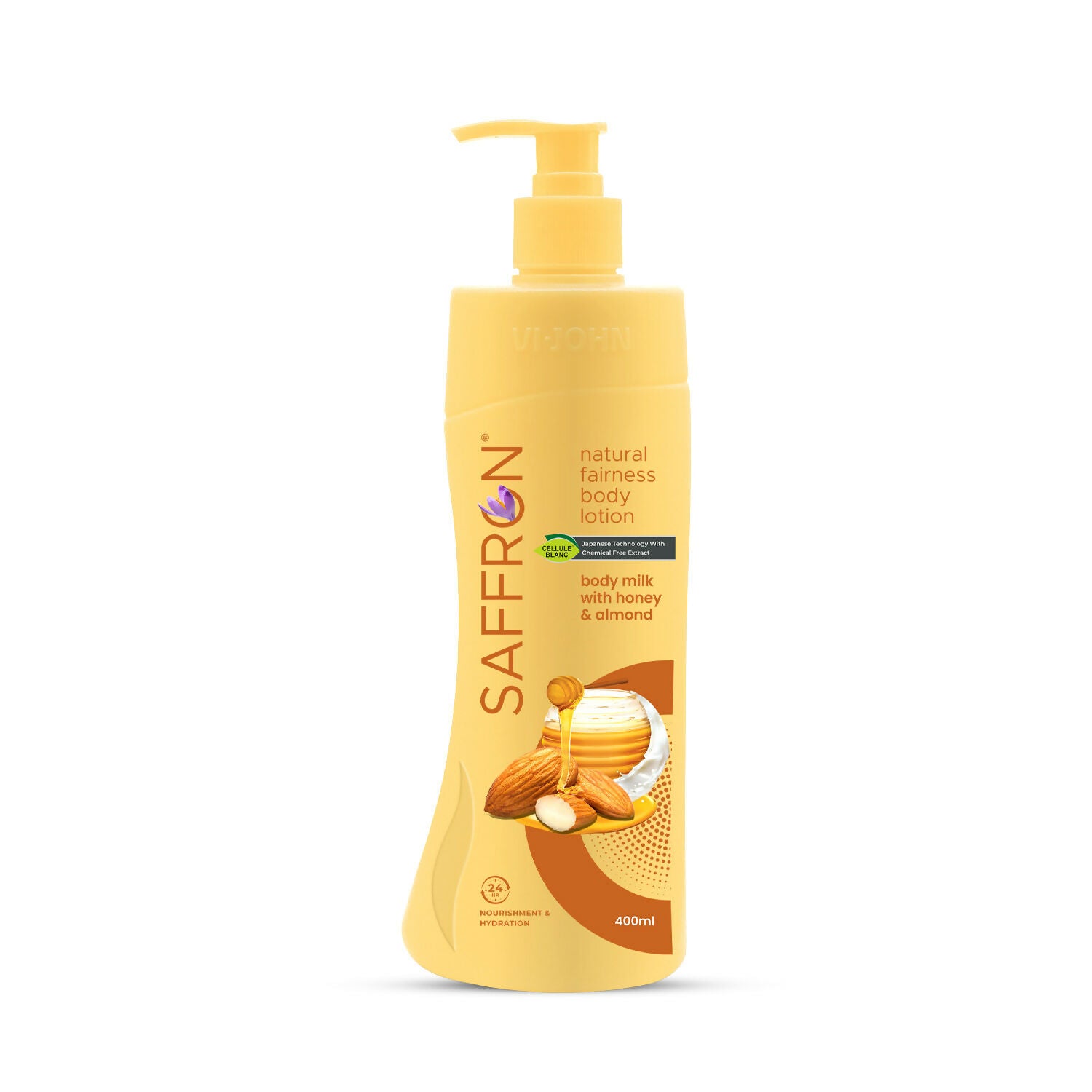 VI-JOHN Saffron Natural Fairness Body Lotion Body Milk with Honey & Almond Deep Nourishment & Radiant Glow For All Skin Types - Distacart