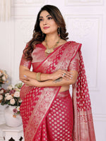 Thumbnail for Aastha Fashion Magenta Organza Silk Weaving Saree - Distacart