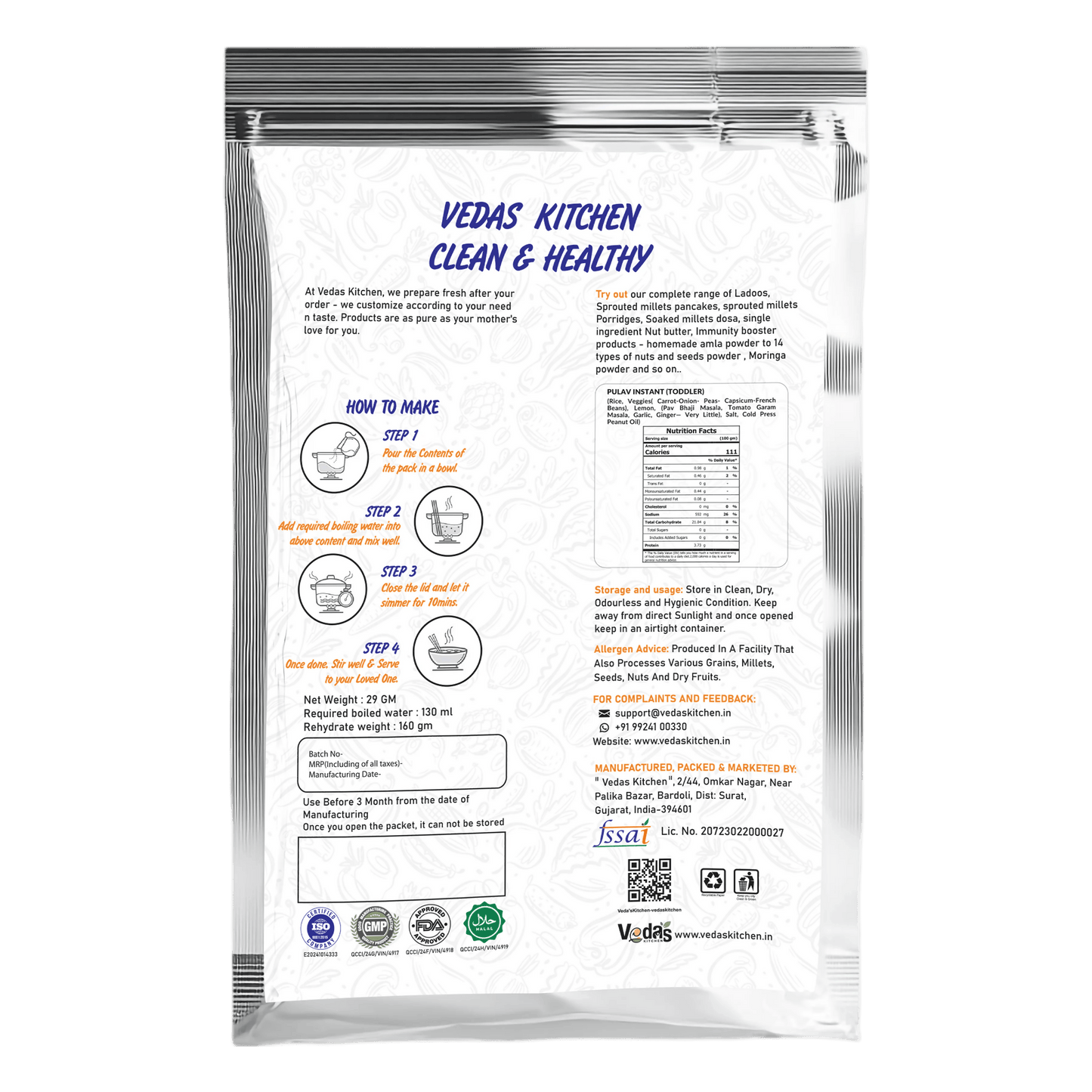 Vedas Kitchen Pulav Instant (Toddlers) - Dista