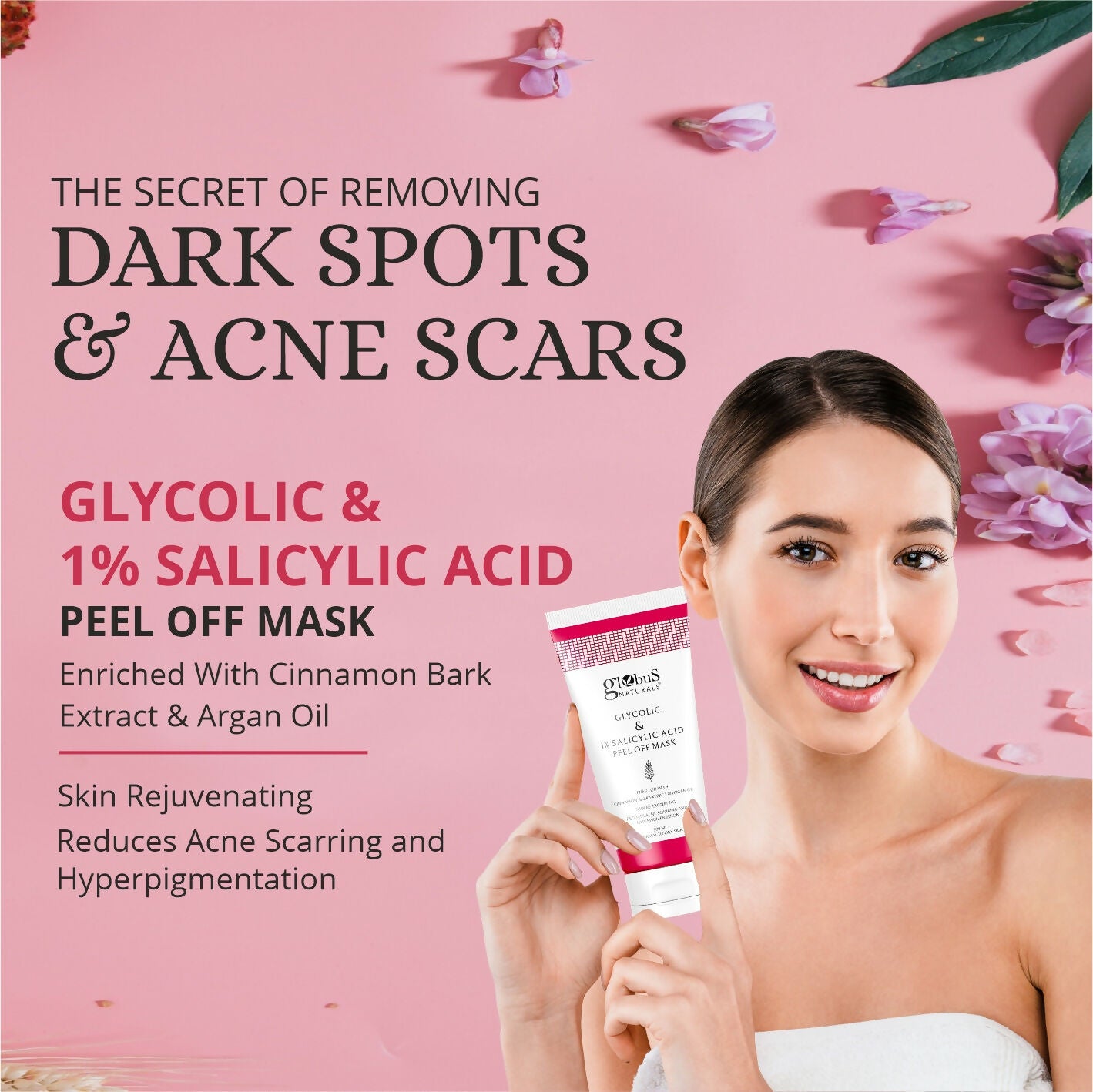 Globus Naturals Glycolic & 1% Salicylic Acid Anti Acne Peel Off Mask